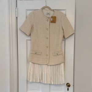Sandro Cream Tweed and Silk Dress - size 38 (S)